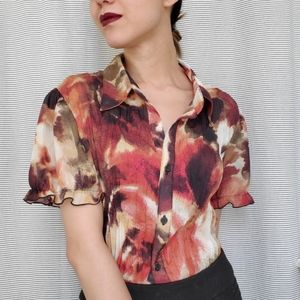 watercolor puff sleeve top